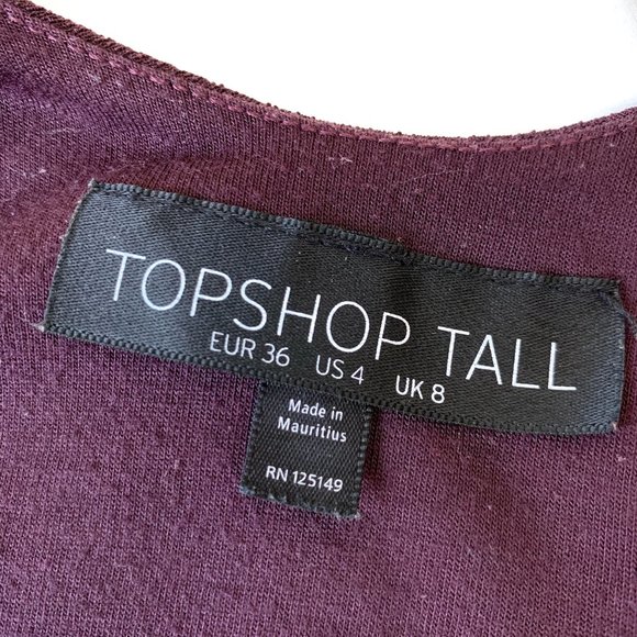 TOPSHOP | DARK BURGUNDY LOW CUT  DRESS - Picture 5 of 6